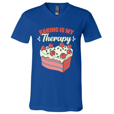 Baking Is My Therapy Cupcake Cookie Pastry Chef Baker Cool Gift V-Neck T-Shirt