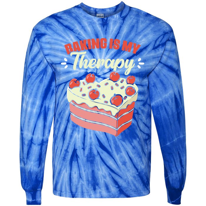 Baking Is My Therapy Cupcake Cookie Pastry Chef Baker Cool Gift Tie-Dye Long Sleeve Shirt