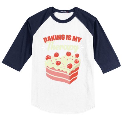 Baking Is My Therapy Cupcake Cookie Pastry Chef Baker Cool Gift Baseball Sleeve Shirt