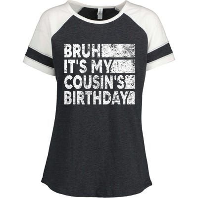 Bruh ItS My CousinS Birthday Vintage Birthday Cousin Enza Ladies Jersey Colorblock Tee