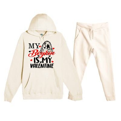 Boykin Is My Valentine Kin Spaniel Dog Mom Hunting Mama Gift Premium Hooded Sweatsuit Set