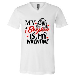 Boykin Is My Valentine Kin Spaniel Dog Mom Hunting Mama Gift V-Neck T-Shirt