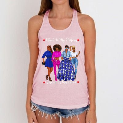 Black Is My History Strong Black Females Mom Sister Teacher Gift Women's Knotted Racerback Tank