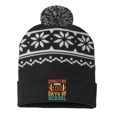 Bruh Its My 100 Days Of School 100th Day Of School Football USA-Made Snowflake Beanie