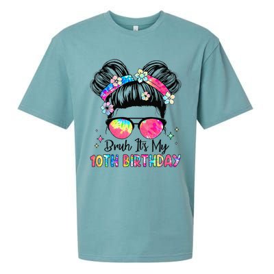 Bruh ItS My 10th Birthday 10 Year Old 10th Birthday Girl Sueded Cloud Jersey T-Shirt