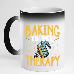 Baking Is My Therapy Cupcake Cooking Baking Gift 11oz Black Color Changing Mug