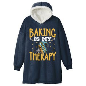 Baking Is My Therapy Cupcake Cooking Baking Gift Hooded Wearable Blanket