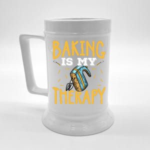 Baking Is My Therapy Cupcake Cooking Baking Gift Beer Stein