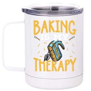 Baking Is My Therapy Cupcake Cooking Baking Gift 12 oz Stainless Steel Tumbler Cup