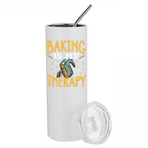 Baking Is My Therapy Cupcake Cooking Baking Gift Stainless Steel Tumbler