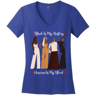 Black Is My History Strong Black Figures Mom Teachers Gift Women's V-Neck T-Shirt