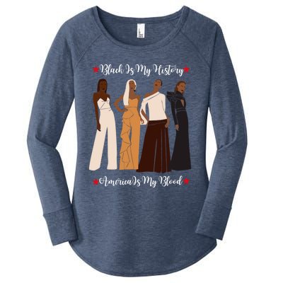 Black Is My History Strong Black Figures Mom Teachers Gift Women's Perfect Tri Tunic Long Sleeve Shirt