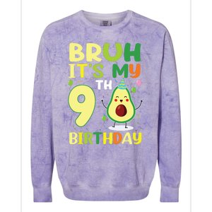 Bruh Its My 9th Birthday Avocado 9 Year Old Party Colorblast Crewneck Sweatshirt