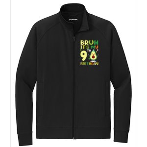 Bruh Its My 9th Birthday Avocado 9 Year Old Party Stretch Full-Zip Cadet Jacket