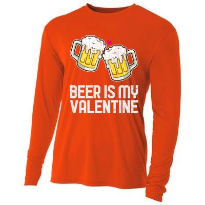 Beer Is My Valentine Sarcastic Singles Funny Gift Cooling Performance Long Sleeve Crew