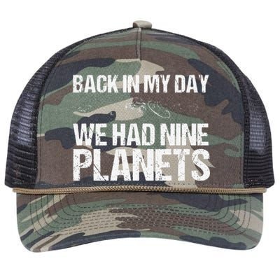 Back In My Day We Had Nine Planets Science Lovers Earth Retro Rope Trucker Hat Cap