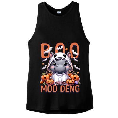 Boo I Mean Moo Deng Halloween Pygmy Hippo Gift Ladies PosiCharge Tri-Blend Wicking Tank