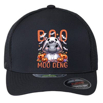 Boo I Mean Moo Deng Halloween Pygmy Hippo Gift Flexfit Unipanel Trucker Cap