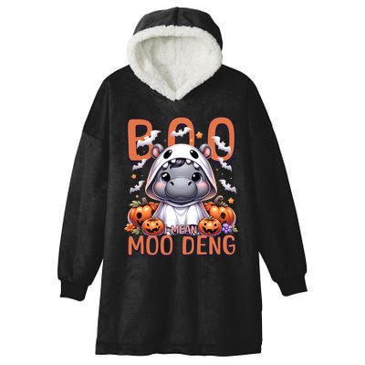 Boo I Mean Moo Deng Halloween Pygmy Hippo Gift Hooded Wearable Blanket