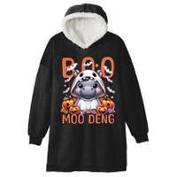 Boo I Mean Moo Deng Halloween Pygmy Hippo Gift Hooded Wearable Blanket