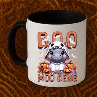 Boo I Mean Moo Deng Halloween Pygmy Hippo Gift Mug