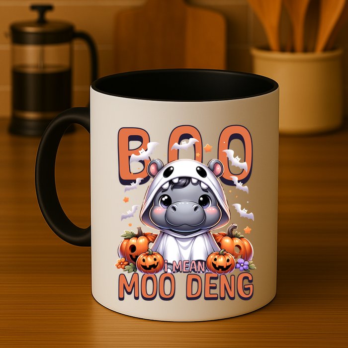 Boo I Mean Moo Deng Halloween Pygmy Hippo Gift Mug