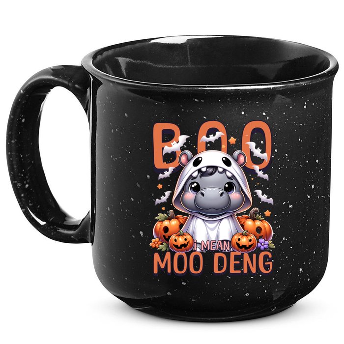 Boo I Mean Moo Deng Halloween Pygmy Hippo Gift 15oz Campfire Ceramic Mug