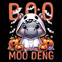 Boo I Mean Moo Deng Halloween Pygmy Hippo Gift Drawstring Bag