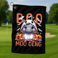Boo I Mean Moo Deng Halloween Pygmy Hippo Gift Golf Towel