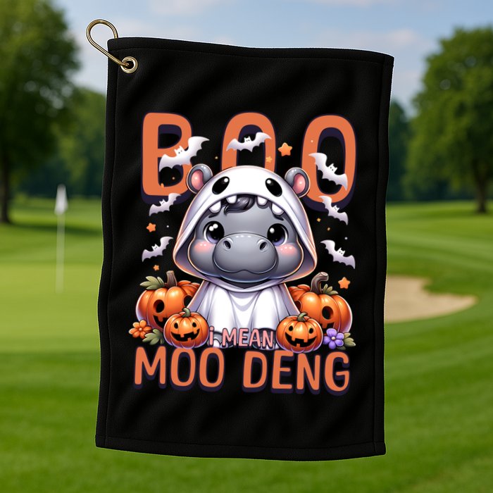 Boo I Mean Moo Deng Halloween Pygmy Hippo Gift Golf Towel