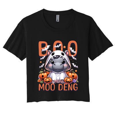 Boo I Mean Moo Deng Halloween Pygmy Hippo Gift Crop Top