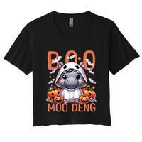 Boo I Mean Moo Deng Halloween Pygmy Hippo Gift Crop Top