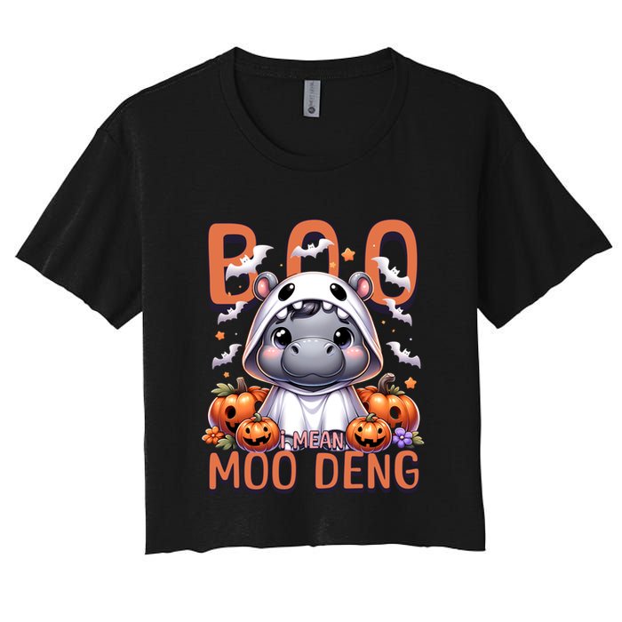 Boo I Mean Moo Deng Halloween Pygmy Hippo Gift Crop Top