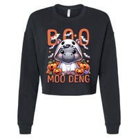 Boo I Mean Moo Deng Halloween Pygmy Hippo Gift Cropped Pullover Crew