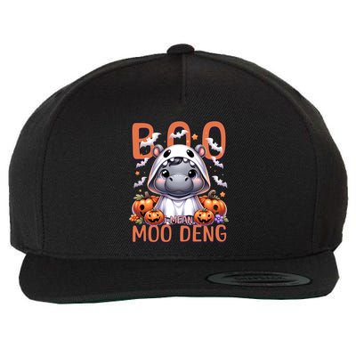Boo I Mean Moo Deng Halloween Pygmy Hippo Gift Wool Snapback Cap