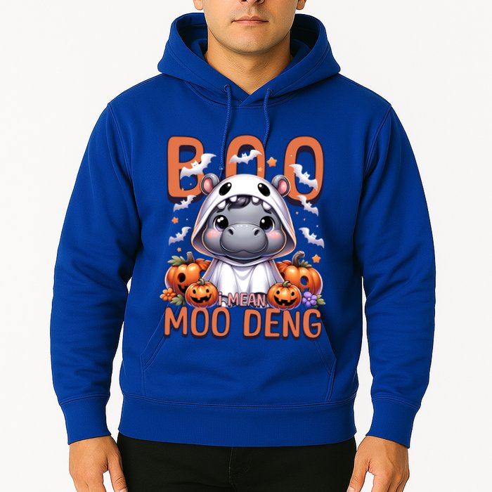 Boo I Mean Moo Deng Halloween Pygmy Hippo Gift Hoodie