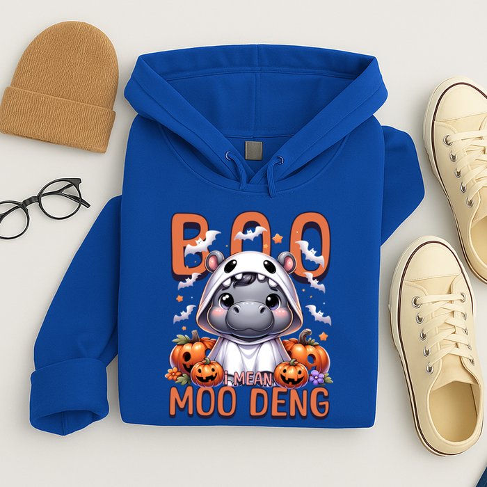 Boo I Mean Moo Deng Halloween Pygmy Hippo Gift Hoodie