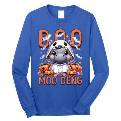 Boo I Mean Moo Deng Halloween Pygmy Hippo Gift Long Sleeve Shirt