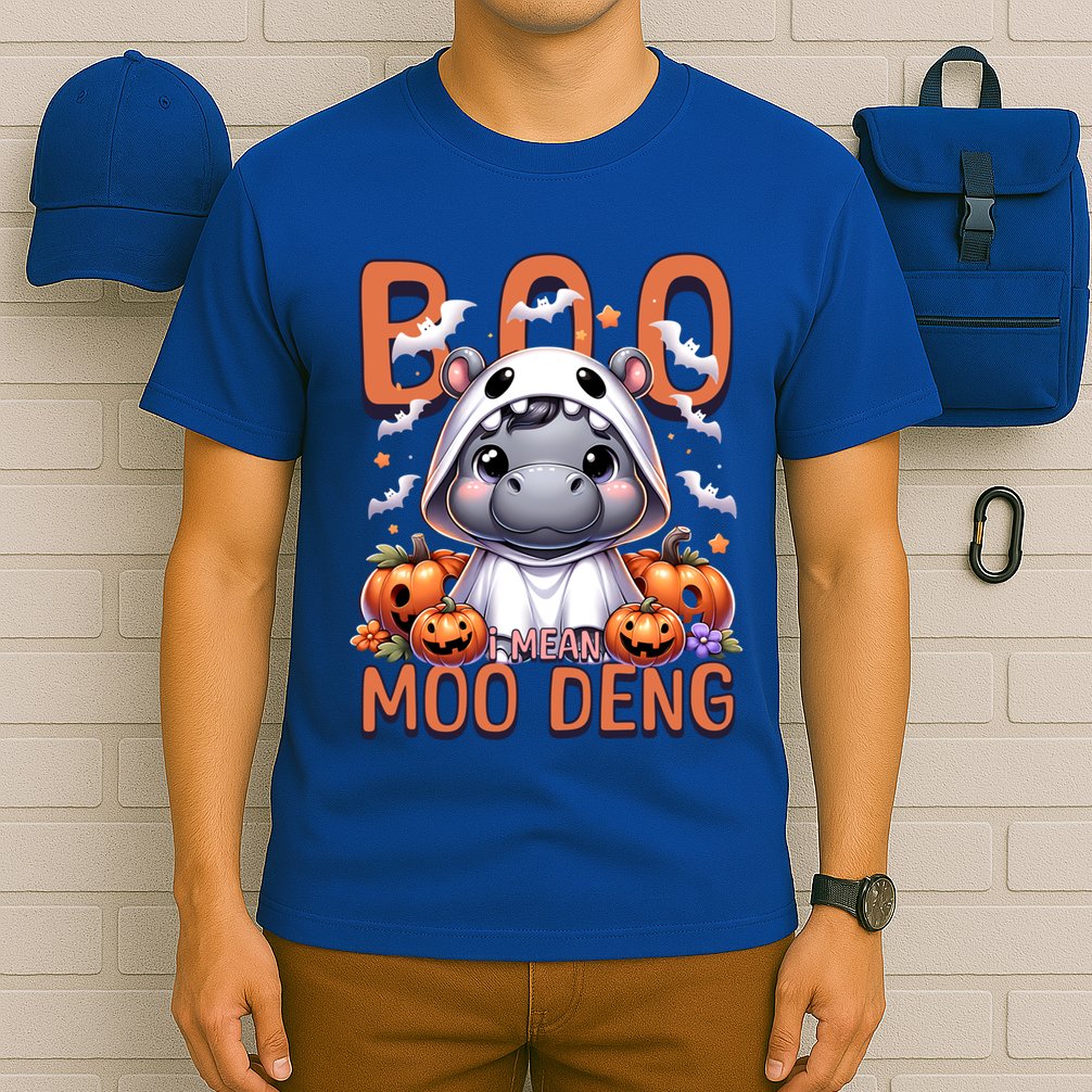 Boo I Mean Moo Deng Halloween Pygmy Hippo Gift T-Shirt