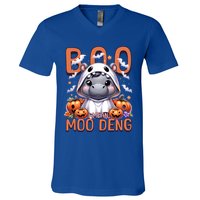 Boo I Mean Moo Deng Halloween Pygmy Hippo Gift V-Neck T-Shirt
