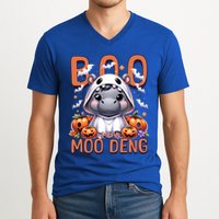 Boo I Mean Moo Deng Halloween Pygmy Hippo Gift V-Neck T-Shirt