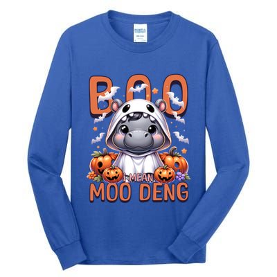Boo I Mean Moo Deng Halloween Pygmy Hippo Gift Tall Long Sleeve T-Shirt