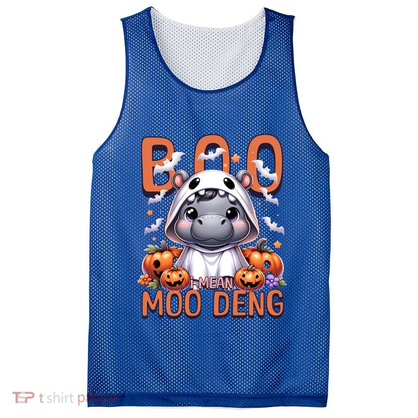 Boo I Mean Moo Deng Halloween Pygmy Hippo Gift Mesh Reversible Basketball Jersey Tank