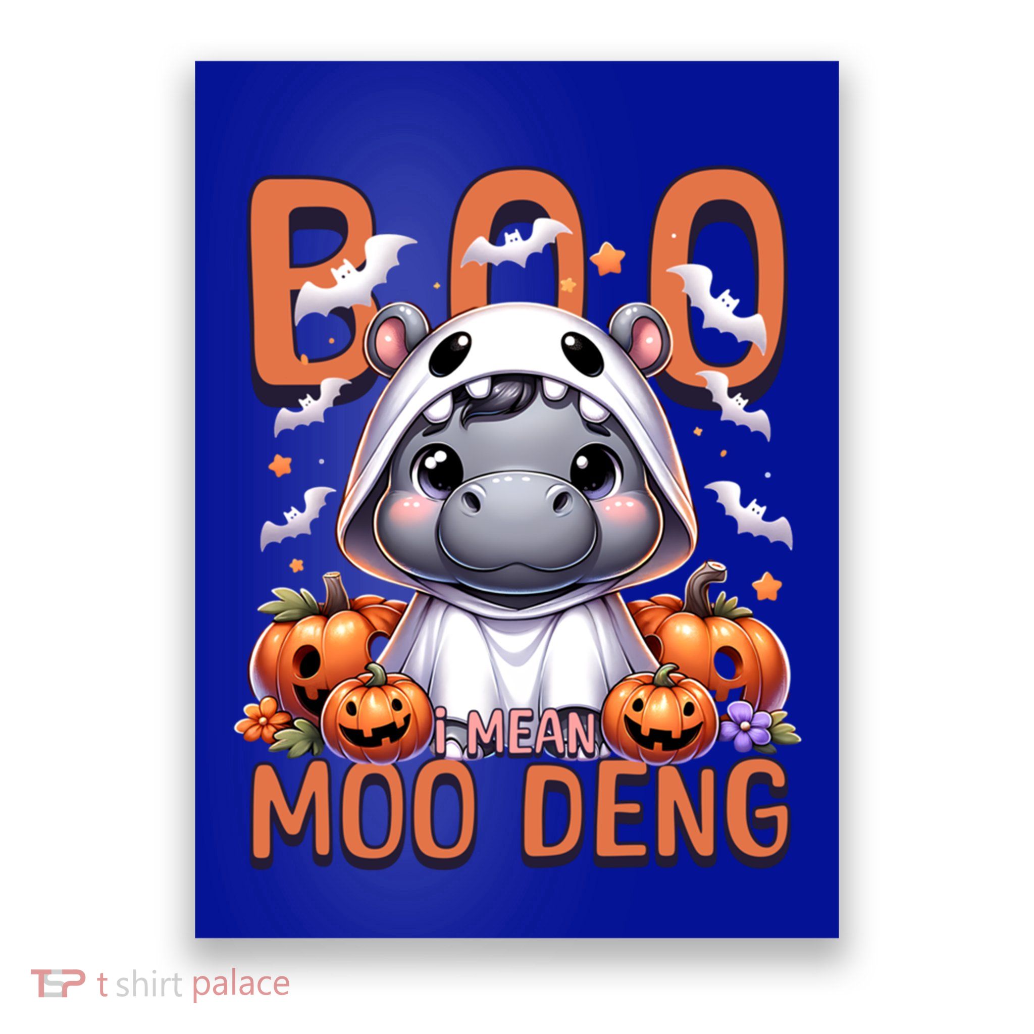 Boo I Mean Moo Deng Halloween Pygmy Hippo Gift Poster