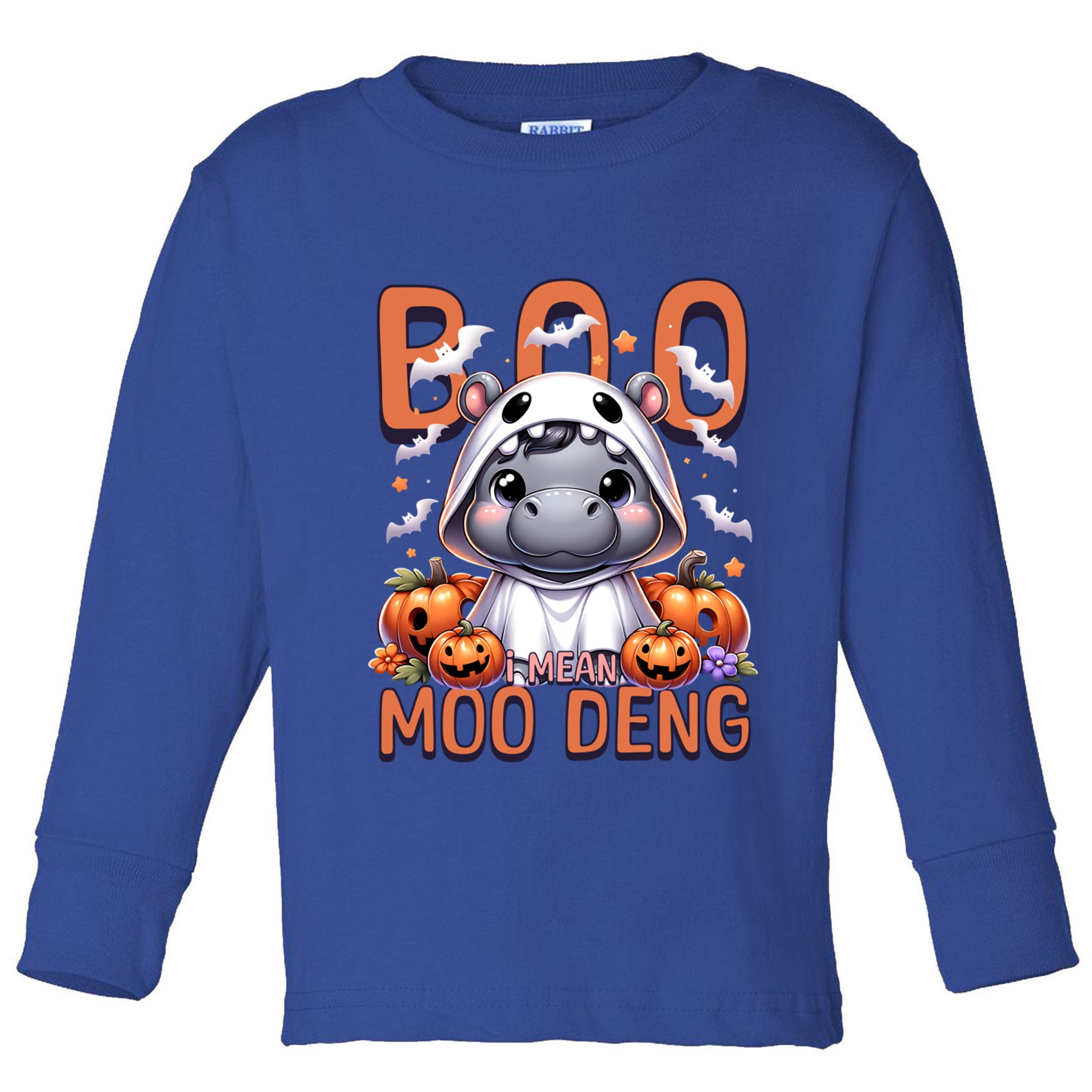 Boo I Mean Moo Deng Halloween Pygmy Hippo Gift Toddler Long Sleeve Shirt