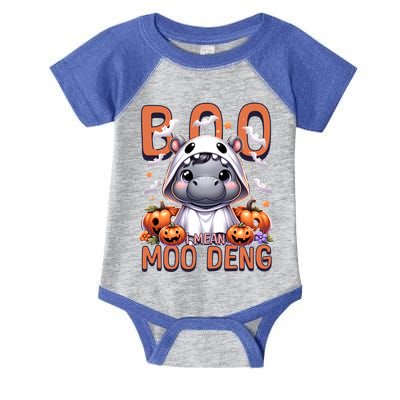 Boo I Mean Moo Deng Halloween Pygmy Hippo Gift Infant Baby Jersey Bodysuit