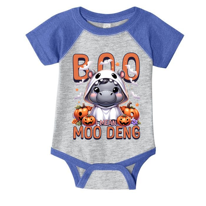 Boo I Mean Moo Deng Halloween Pygmy Hippo Gift Infant Baby Jersey Bodysuit