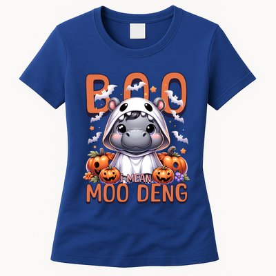 Boo I Mean Moo Deng Halloween Pygmy Hippo Gift Womens T-Shirt