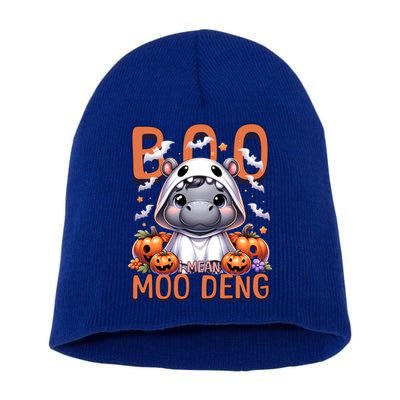 Boo I Mean Moo Deng Halloween Pygmy Hippo Gift Short Acrylic Beanie