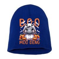 Boo I Mean Moo Deng Halloween Pygmy Hippo Gift Short Acrylic Beanie